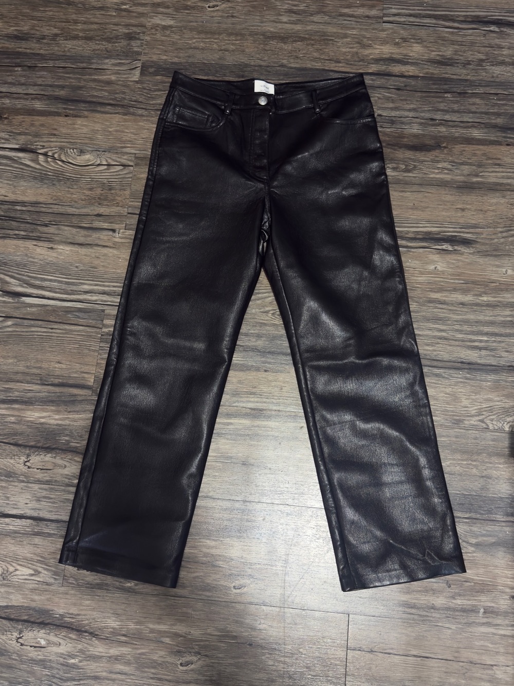 Aritzia - Wilfred Black Faux Leather Straight-Leg Jeans